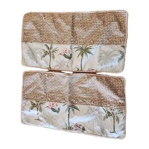 PAIR Waverly Kauai Mist Pillow Shams Tropical Palm Tree Tahiti Cord Trim KING